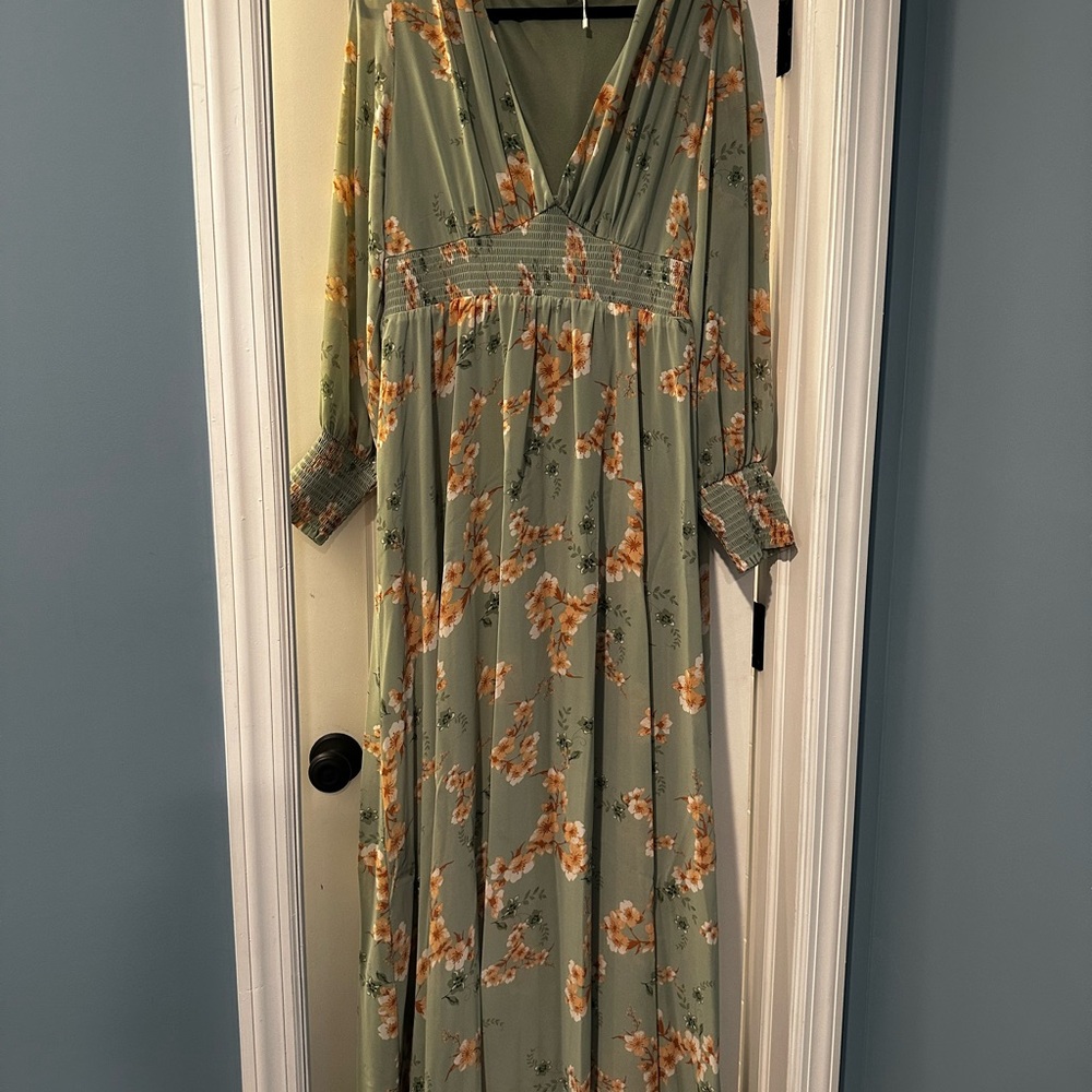 Floral Green Maxi Dress